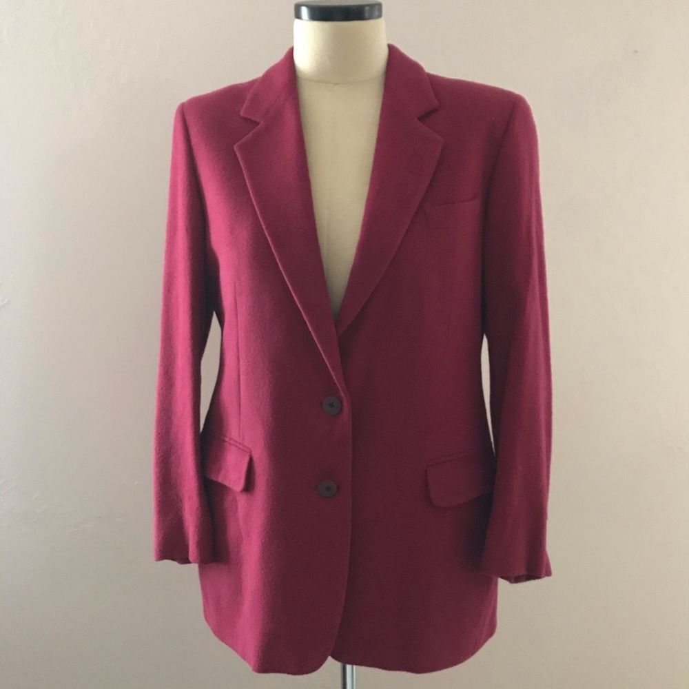 Corbin Ltd Cashmere Wool Blazer 12 Red